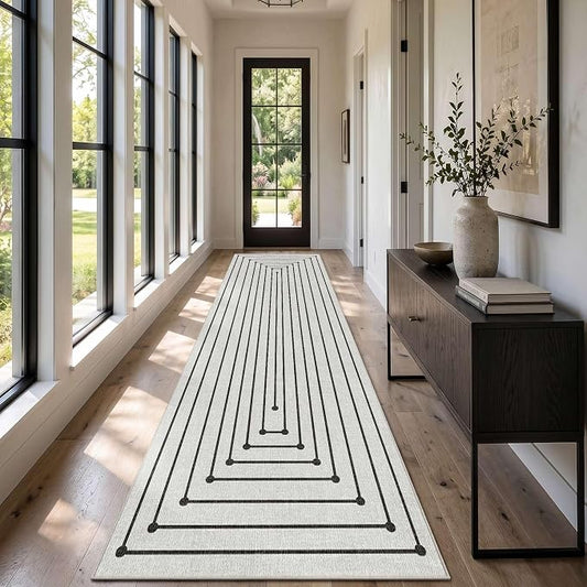 Latte&Fog 2'6''x8' Runner Rug Washable Runner for Hallway Kitchen - Ivory | Washable, For Hallway Kitchen Laundry Room Entryway Beside, Non Slip, Low Pile, Stain Resistant, Soft, Ivory 2'6''x8'