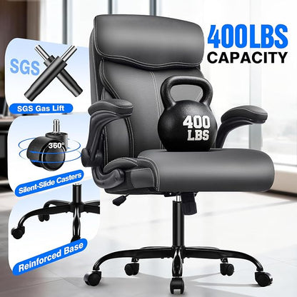 AreShark Office Chair - Executive High Back Breathable Comfy Desk Chair with Lumbar Support - Ergonomic Leather Rolling Swivel Computer Chair with Rock Function for Working Studying Gaming Relaxing