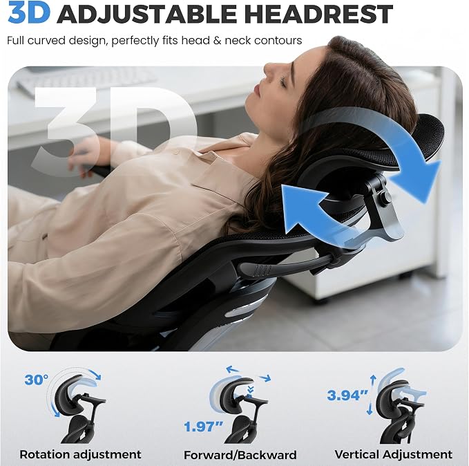Ergonomic Office Chair, High Back Mesh Desk Chairs Comfy with Adjustable Lumbar Support, Home Computer Gaming Chair with 3D Headrest for Long Hours, 8 Pack