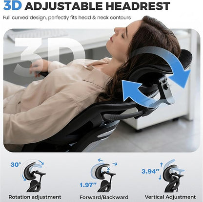 Ergonomic Office Chair, High Back Mesh Desk Chairs Comfy with Adjustable Lumbar Support, Home Computer Gaming Chair with 3D Headrest for Long Hours, 4 Pack