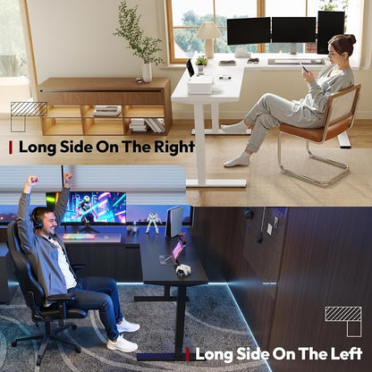 SANODESK Electric Height Adjustable 3-Leg L Shaped Standing Desk Frame, Support up to 220lbs, Sit Stand Ergonomic L Desk Frame Only, Black