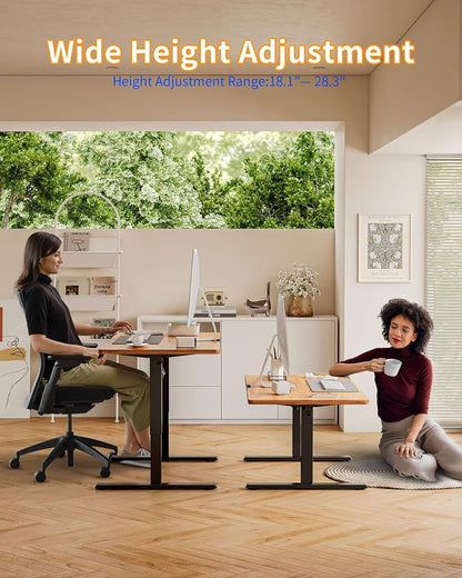 YIHAYO One-Piece Low Height Adjustable Desk, Lifts 18.1-28.3 Inches, Electric Standing Desk for Short People, 40 x 24 Inches Computer Table with Splice Board for Home Office, Rustic Brown