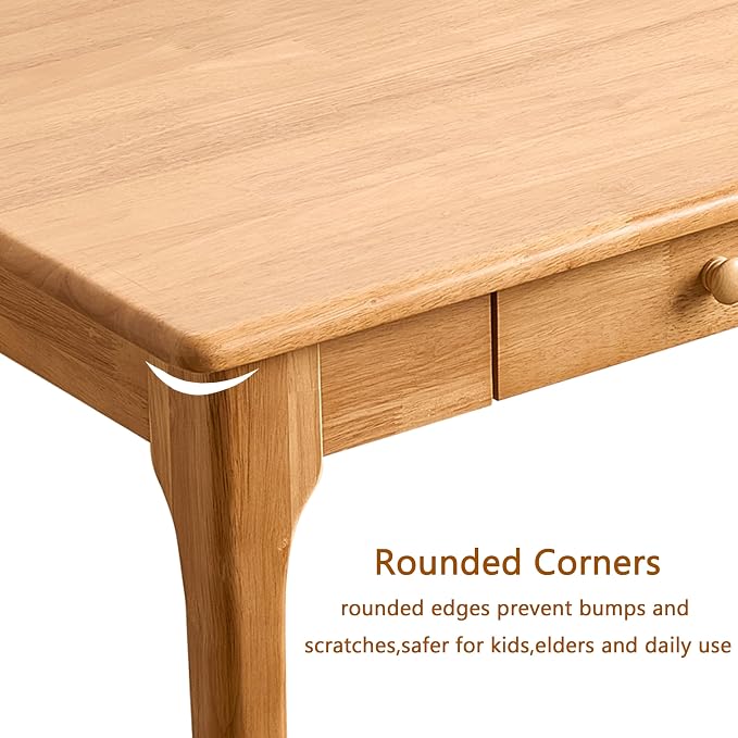 40" Solid Wood Desk with Drawers,Mid Century Modern Natural Real Wood Writing Desk,Home Bedroom Computer Office Workstation Desks,Small Spaces,Wood Color