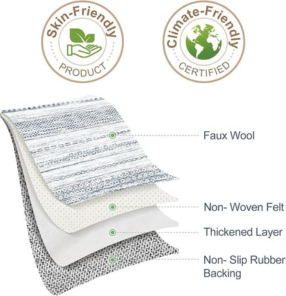 Nakagishi 6x9 Area Rugs Living Room: Washable Boho Large Neutral Soft Farmhouse Rug Stain Resistant Modern Indoor Floor Non-Slip Carpet for Bedroom Nursery Playroom Office Dining Room Dorm-White Blue