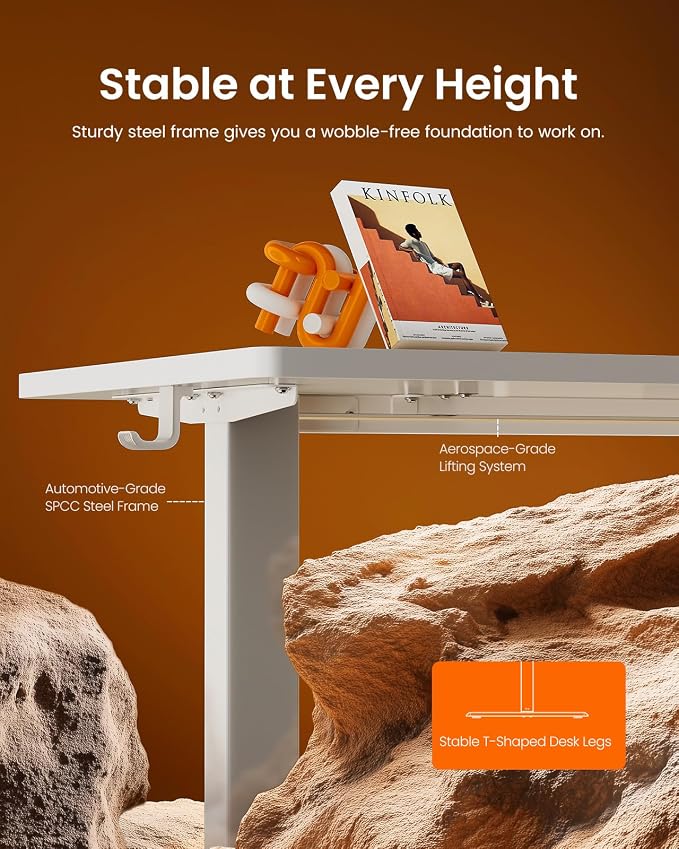 ErGear Height Adjustable Electric Standing Desk, 32 x 19 Inches Sit Stand up Desk with Memory Presets, Computer Home Office Desk, White