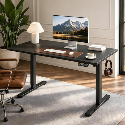 Electric Standing Desk,40x24 Inches Adjustable Height Stand up Desk, Sit Stand Home Office Desk with Splice Board, 3 Preset Heights,Equipped with Hooks,Ergonomic Computer Desk Workstation，Black