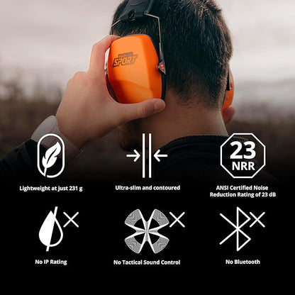 ISOtunes DEFY Slim Passive Earmuffs: Noise Isolating Over-Ear Hearing Protection with Foam Cushions, and Adjustable Headband