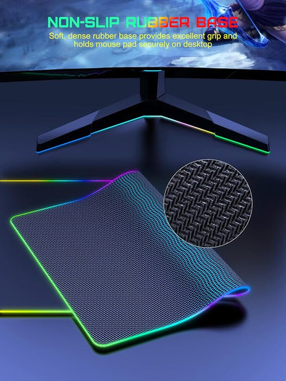 TopMade Wireless Charging Mouse Pad, RGB Gaming Mousepad, 35.4" x 15.8" Extra Large Waterproof Keyboard Desk Pad, Cool Computer Desk Mat, Black (Includes 20W PD Power Adapter & 6.56ft Woven Cable)