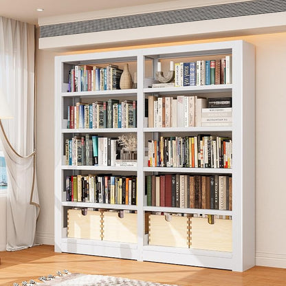 5-Tier Industrial White Metal Bookshelf - Freestanding Tall Storage Organizer for Living Room & Home Office, BSJ175-2