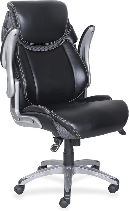 Lorell Wellness by Design Executive Chair, High-Back, Bonded Leather, Black