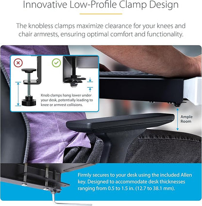 StarTech.com Clamp-On Steel Desk Corner Sleeve for L-Shaped/Corner Desk, for 0.5-1.5in (12.7-38.1mm) Desks, Increase Space for Keyboard/Mouse, Desk Extender/Tray for Wooden/Steel Desks (DSKCRNRSLV)