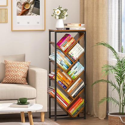 Cutogxon Tree Bookshelf - 9 Tier Floor Standing Tree Book Storage Organizer with Adjustable Feet for Hardcover Books, Vintage Living Room
