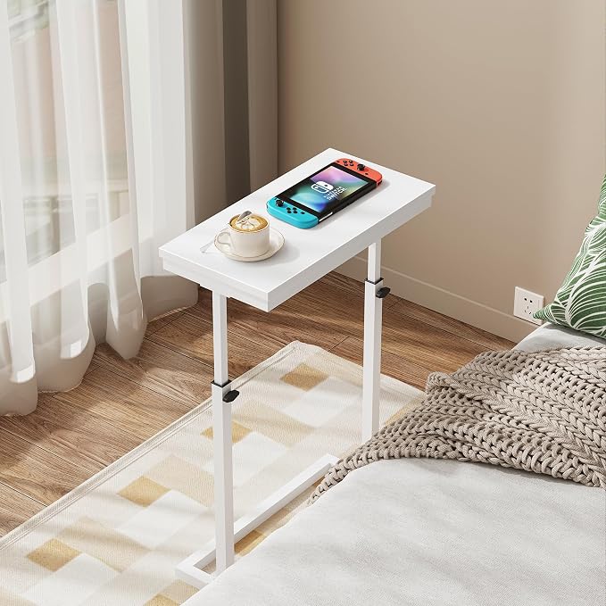 TUTOTAK End Table, Side Table, Tall Couch Table, Sofa Table, Living Room, Bedroom,White TB01BW083