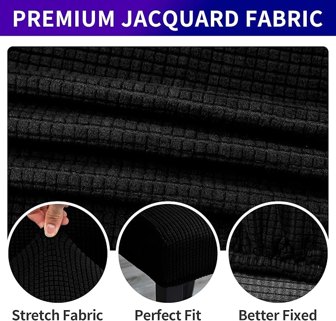 Stretch Chair Covers for Dining Room Set of 8, Removable Washable Dining Room Chair Covers, Dining Chair Slipcovers Seat Protector, Great Decor for Home and Banquet (Black, 8 Pack)