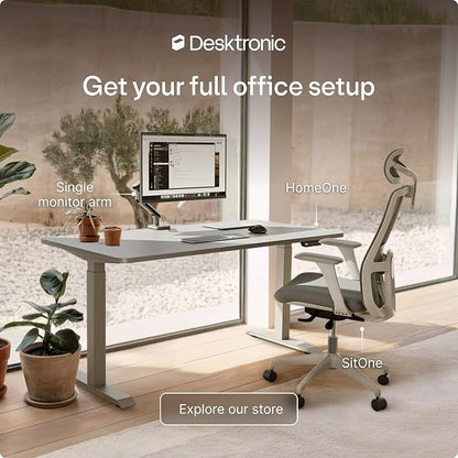 Desktronic HomeOne Standing Desk 48x24 — Ergonomic Sit Stand Home Office Desk, Made in Europe, Electric Dual Motor Height Adjustable, USB & USB-C Charging, Wobble-Free, Touchscreen, 3 Memory Presets