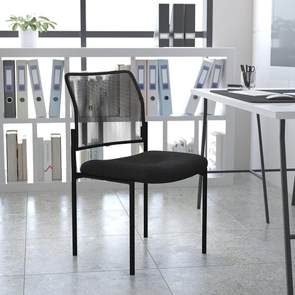 Flash Furniture Jana Comfort Black Mesh Stackable Steel Side Chair