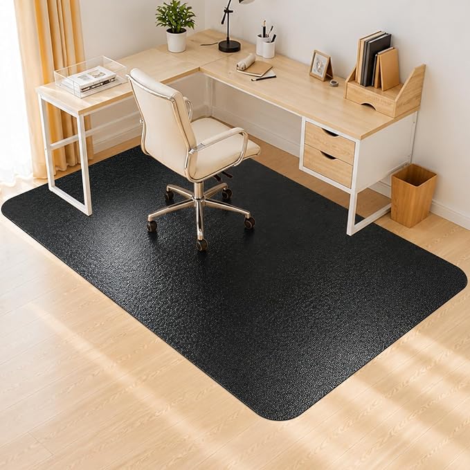 Kuyal Chair mat for Hardwood Floor 46 x 72 inches Rectangle Floor Mats Wood/Tile Protection Mat for Office & Home, Black