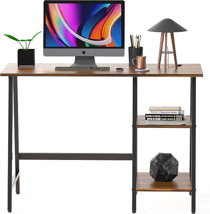 SHW 43-Inch Home Office Trestle Computer Desk with Open Storage Shelves, Walnut