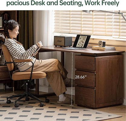 Computer Desk, Home Office Desk, Mid Century Modern Writing Desk with File Drawer for Study PC Desks 47" W