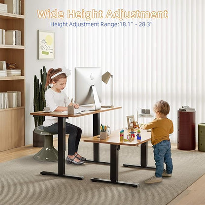 YIHAYO Low Height Adjustable Desk, Lifts 18.1-28.3 Inches, Electric Standing Desk for Short People, 48 x 24 Inches Computer Table with Splice Board for Home Office, Rustic Brown