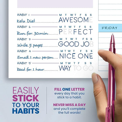 Weekly Planner Pad - Undated Planner - To Do List Notepad - Habit Tracker - 11 x 8.5" - 52 Tear-Off Sheets - Daily Planner Undated for Home Work Office Business - Goal Planner - Cute Planner (Purple)