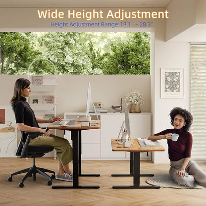 YIHAYO Low Height Adjustable Desk, Lifts 18.1-28.3 Inches, Electric Standing Desk for Short People, 40 x 24 Inches Computer Table with Splice Board for Home Office, Rustic Brown