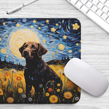 Tubbie Prints Starry Night Dog Mouse Pad for Computer Laptop Home Office Gaming Working Desk Desktop Accessories Non-Slip Rubber Mouse Pad for Dog Lovers (Labrador)