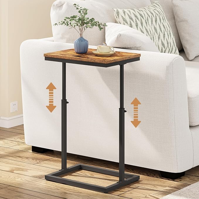 TUTOTAK End Table, Side Table, Tall Couch Table, Sofa Table, Living Room, Bedroom，Brown TB01BB083P