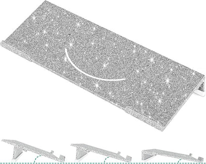 Ergonomic Computer Keyboard Stand - Adjustable Keyboard Riser Tilt Glitter Silver Acrylic Keyboard Tray Non-Slip Elevated Typing Key Board Holder Lift for Home Office Desk Accessories