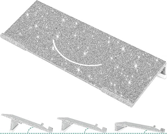 Ergonomic Computer Keyboard Stand - Adjustable Keyboard Riser Tilt Glitter Silver Acrylic Keyboard Tray Non-Slip Elevated Typing Key Board Holder Lift for Home Office Desk Accessories