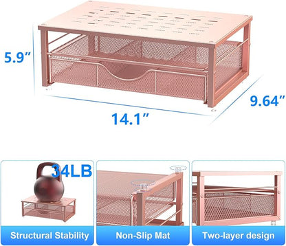 gianotter Computer Monitor Stand Riser, office organizer with Drawer, Office Organizers Storage for Classroom Office Supplies (Rose)