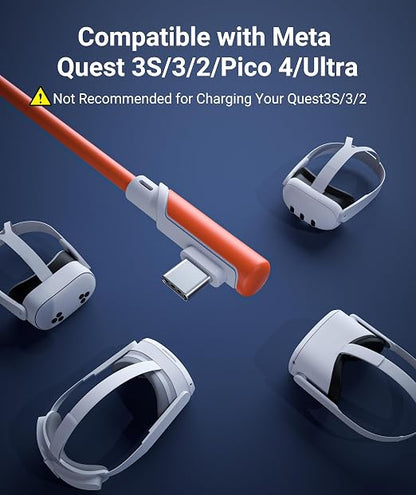 Syntech Link Cable 16 FT Compatible with Meta Quest 3S/Oculus Quest 3, Quest2/Pro/Pico4 Accessories and PC/SteamVR, High Speed PC Data Transfer, USB 3.0 to USB C Cable for VR Headset, Blood Orange