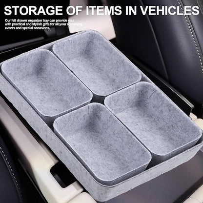Desk Drawer Organizer | 7 Pack Felt Drawer Organizer Shallow Drawer Organizers Felt Storage Bins (Light Gray)