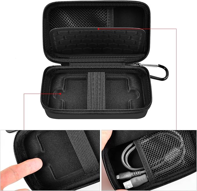 Case Compatible with Samsung T7/ T7 Touch Portable SSD 1TB 2TB 500GB USB 3.2 External Solid State Drive, Travel Carrying Storage Organizer Fits for USB Cables and More Accessories (Full Black)