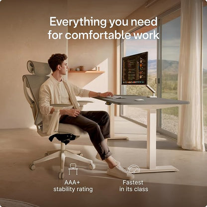 Desktronic HomeOne Standing Desk 48x24 — Ergonomic Sit Stand Home Office Desk, Made in Europe, Electric Dual Motor Height Adjustable, USB & USB-C Charging, Wobble-Free, Touchscreen, 3 Memory Presets