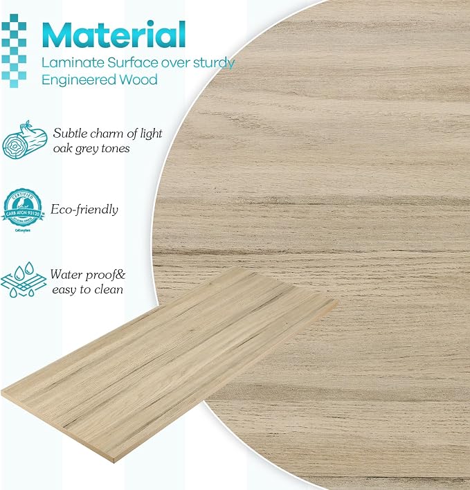 Kaboon 60x28 inches Tabletop, Solid One-Piece Desktop for Sit Stand Desk, Double Desks, L Desk DIY,Wood Countertop Home or Commercial Use,1 inch Thick, Light Oak, 27.56" D x 59.1" W