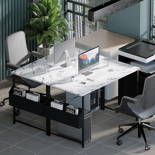 Pamray 47 Inch Computer Desk for Small Spaces with Storage Bag, Home Office Work Desk with Headphone Hook, Small Office Desk Study Writing Table