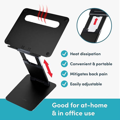 Lifelong Adjustable Laptop Stand for Desk, Ergonomic Premium Aluminum Laptop Riser, Portable Foldable Computer Stand, Height Adjustable up to 20”, Fits 10-17 Inch Laptops & MacBooks