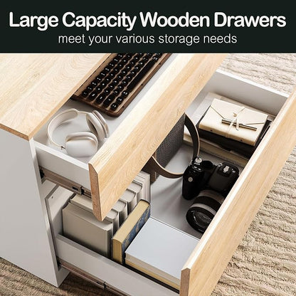 ModernMate 2 Drawer Lateral File Cabinet, 31W*23H Wood Filing Cabinet with Anti-tilt Mechanism, Home Office Storage Filing for Letter, A4 & Legal Size, Light Walnut