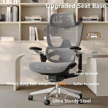 Ergonomic Office Chair, Mesh Computer Chair with 3D Lumbar Support, Home Desk Chair with 5D Armrests, 4D Headrest, 90-130°Tilt, BIFMA Certified, Model Zen (Grey)