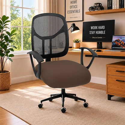 DIVA EN CAMINO DEC Stretchable Desk Office Chair Seat Cushion Covers - Universal Spandex Computer Chair Slipcover - Removable Washable Cushion Protectors for Dogs, Cats, Pets (Mocha)