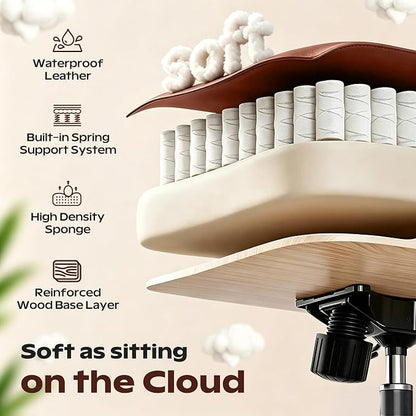 Office Chair, Ergonomic High Back Home Office Desk Chair, Big and Tall Breathable Leather Office Chair with Lumbar Support Flip-Up Armrests, Computer Chair with Rocking Function