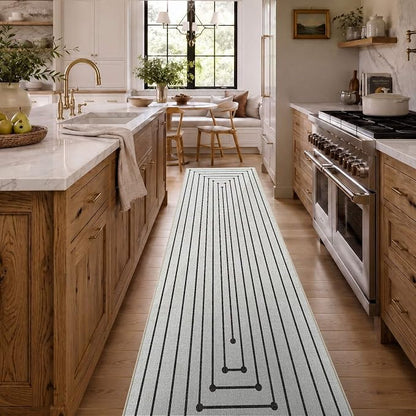 Latte&Fog 2'6''x8' Runner Rug Washable Runner for Hallway Kitchen - Ivory | Washable, For Hallway Kitchen Laundry Room Entryway Beside, Non Slip, Low Pile, Stain Resistant, Soft, Ivory 2'6''x8'