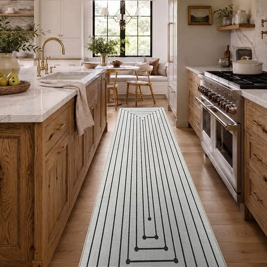 Latte&Fog 2'6''x8' Runner Rug Washable Runner for Hallway Kitchen - Ivory | Washable, For Hallway Kitchen Laundry Room Entryway Beside, Non Slip, Low Pile, Stain Resistant, Soft, Ivory 2'6''x8'