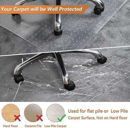 Office Chair Mat, 45" x 53" Clear Carpet Chair Mats for Low Pile Carpeted Floors Home Office, Studded Floor Mat for Office Chair on Carpet