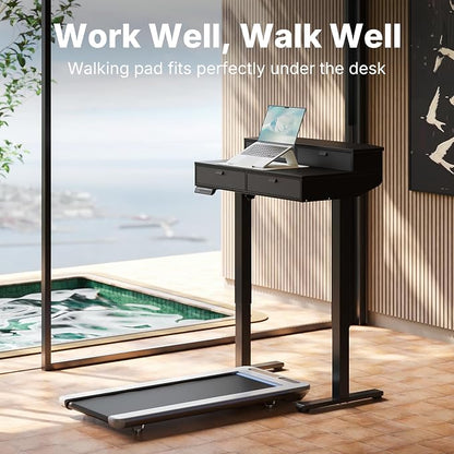 HUANUO 32 X 20 inch Electric Standing Desk with 4 Drawers, Adjustable Height Sit Stand Home Office Desk, C-Clamp Mount Compatible, Ergonomic Stand up Desk with 4 Preset Heights, Black