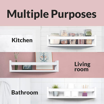 NATURE SUPPLIES Set of 3, 16.4". Nursery Book Shelves, Solid Wood for Books, Toys, Decor, Wall Bookshelf for Kids Bedroom, Floating Shelf, Stylish and Functional Storage Solution, Brown