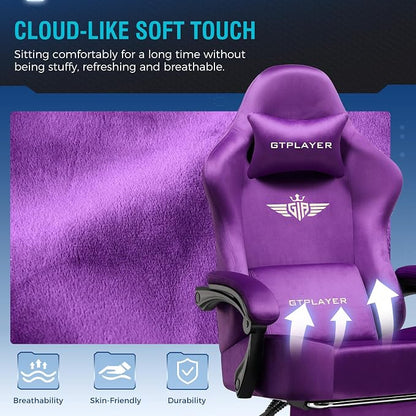 GTPLAYER Big and Tall Gaming Chair 400lbs Heavy Duty Office Chair with Foot Rest,High Back Pocket Spring Ergonomic Computer Chair for Adults,Wide Comfy Seated Cushion with Linkage Armrests,Dark Purple