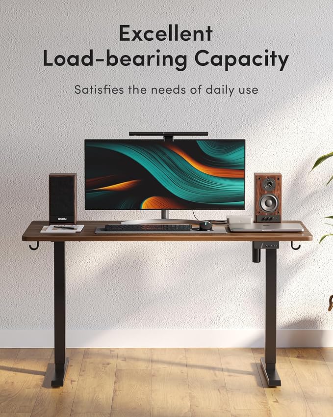 DESINO Standing Desk, 40 × 24 Inches Electric Height Adjustable, Sit and Stand Up, Computer Office Desk with Splice Board, Black Frame/Black Walnut TOP