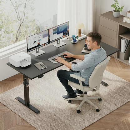 Klicelor L Shaped Standing Desk 63 x 35.4 Inch, Electric Height Adjustable Corner Desk for Home Office Workstation, Ergonomic Sit Stand Computer Table with Memory Controller, Black